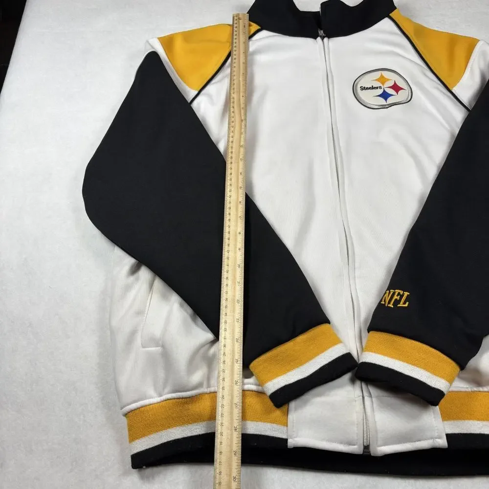 NFL PITTSBURGH STEELERS MEN'S FULL ZIP JACKET LOGO PATCH SIZE 2XL